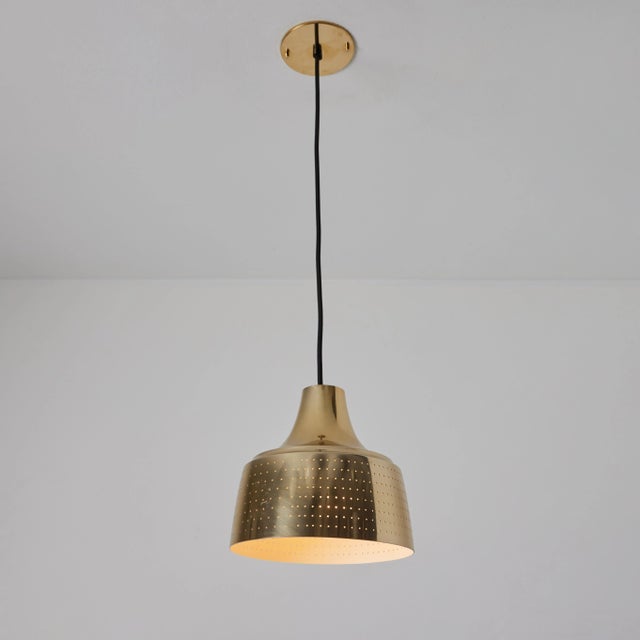 1950s Carl Thore Perforated Brassed Metal Pendant For Sale In Los Angeles - Image 6 of 9