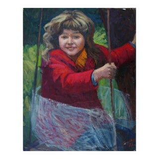 Oil Painting: Portrait of a Girl, Ukrainian Art (1973) 50-39 For Sale