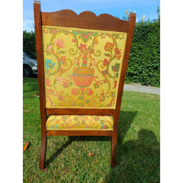 Wood Walnut Armchairs with Silk Upholstery, 1830, Set of 2 For Sale - Image 7 of 16