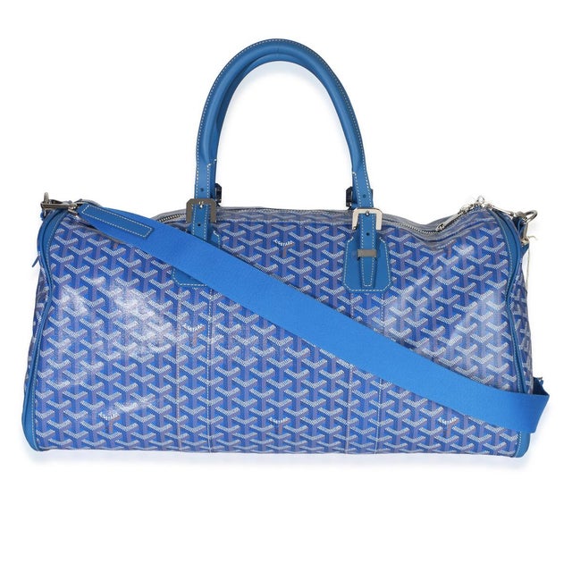 Goyard Blue Goyardine Canvas Croisière Boston 50 For Sale - Image 4 of 8