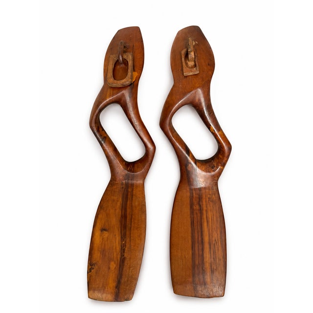 After Alexandre Noll, Abstract Wood Wall Diptych, 1970s, Walnut, Set of 2 For Sale - Image 4 of 8
