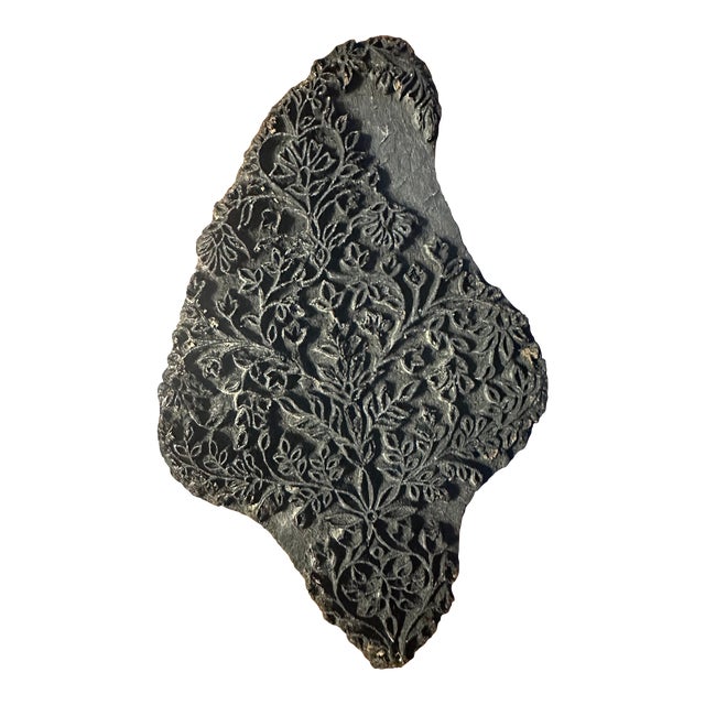 Vintage Wooden Block Print Textile Art Decor For Sale