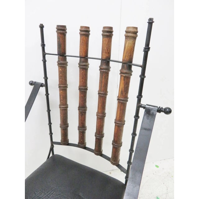 Modern Iron & Oak Faux Bamboo Desk Chair For Sale - Image 3 of 6