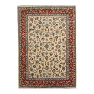 Vintage Hand-Knotted Persian Mashad Rug 7'4" X 10'4" For Sale