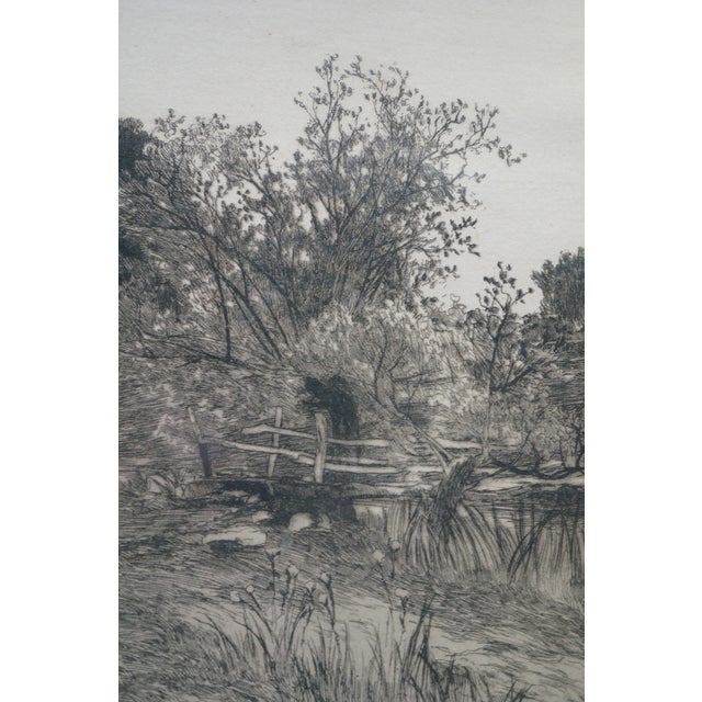 Antique Ernest C Rost Signed Cottage Farmhouse Panoramic Landscape Etching 26" For Sale - Image 14 of 14