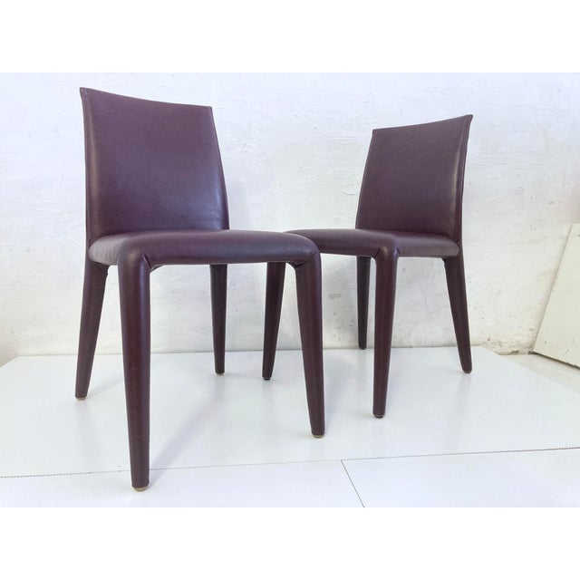 Contemporary Vintage Leather Side Chairs by Mario Bellini for B&B Italia, 2000s, Set of 2 For Sale - Image 3 of 10