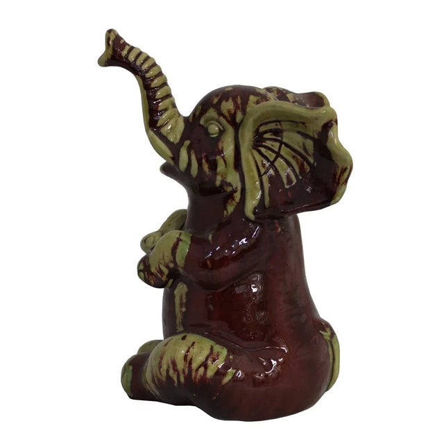 Ceramic Dark Red Baby Elephant Figurine For Sale In San Francisco - Image 6 of 6