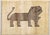 Hand-knotted Persian Gabbeh wool rug depicting a stylized lion motif on a brown field. The figure is rendered with...