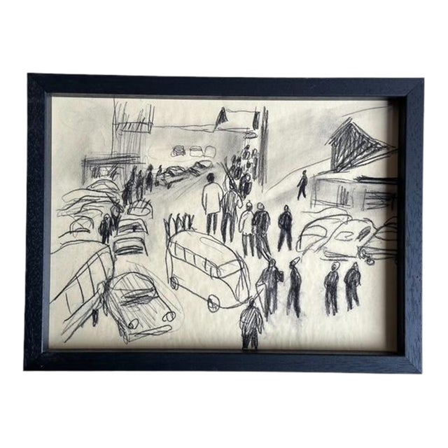 Vintage Pencil Skier Artwork Drawing Innsbruck 1970's Chalet Mountain Decor Ski Art For Sale