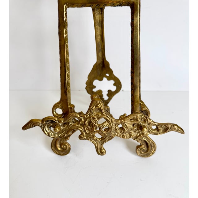 Brass Vintage Ornate Brass Easel 15" For Sale - Image 8 of 8