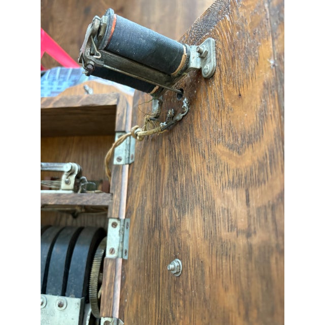 Brown Antique Wall Phone With Crank & Chime For Sale - Image 8 of 15