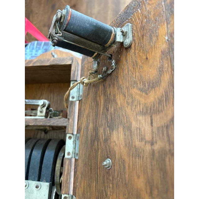 Brown Antique Wall Phone, With Crank & Chimes For Sale - Image 8 of 15