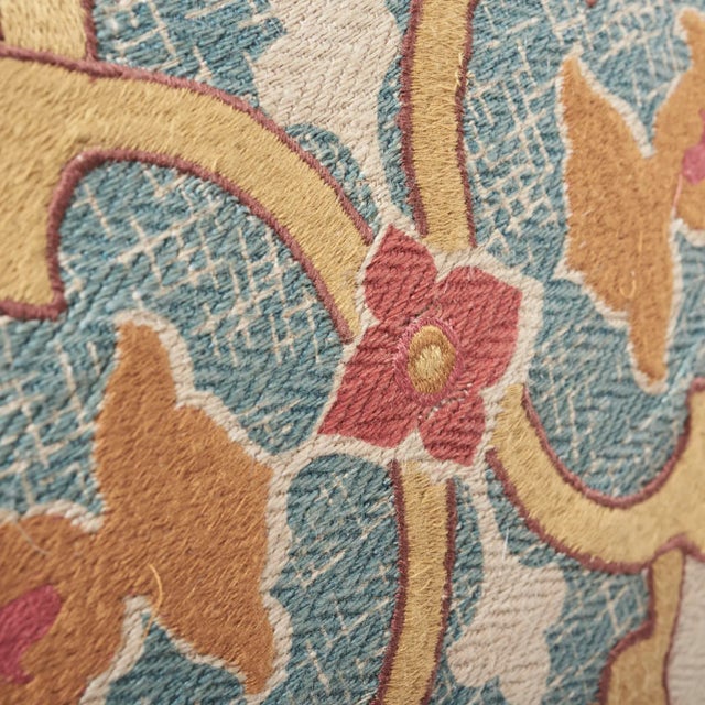 Schumacher Temara Embroidered Print Pillow in Spice For Sale In Charlotte - Image 6 of 9