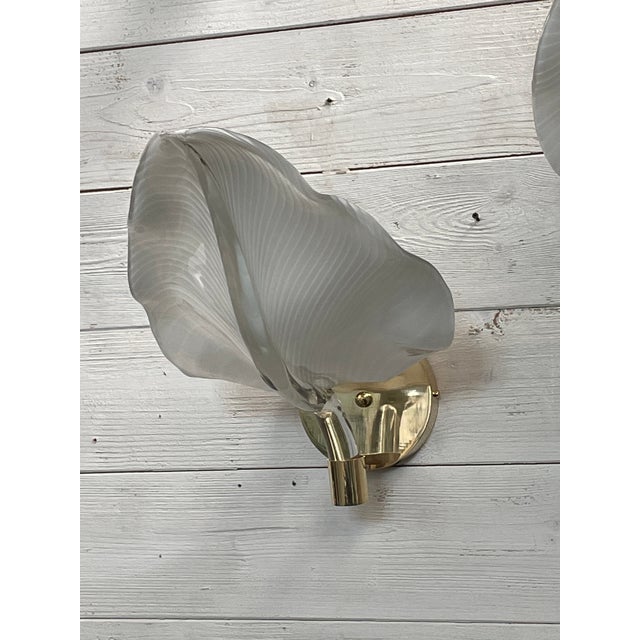 Murano Glass and Brass Wall Lamps, 1970s, Set of 3 For Sale - Image 3 of 18