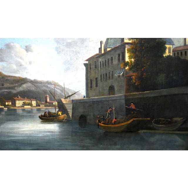 Realism 1800's Antique Painting, Oil on Canvas, Italian School, Realism, Canal, Village For Sale - Image 3 of 7