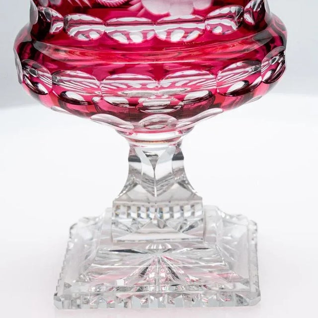 Vintage Exquise Vases in Deep Rose Red Crystal, 1950, Set of 3 For Sale - Image 17 of 18