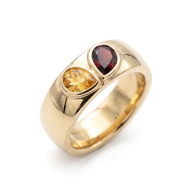 Celebrate the beauty of contrast and connection with this elegant Two-Stone Toi et Moi Ring, featuring a vibrant pear-cut...