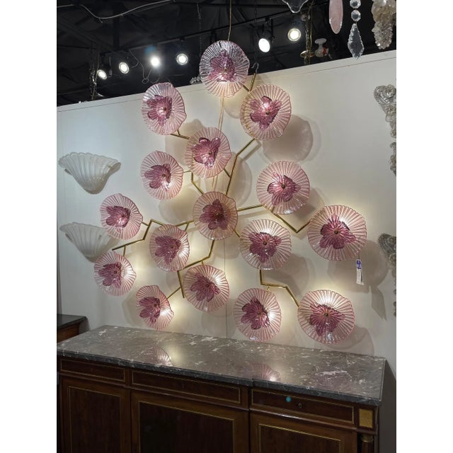 Italian Modern Murano Glass Flower Form Wall Art For Sale - Image 3 of 6