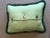 A pillow made from a circa 1880s French printed cotton, backed with hand dyed linen Damask, with a covered button closure,...