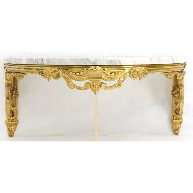 Bronze Marble Top Demilune Console Table For Sale - Image 10 of 13