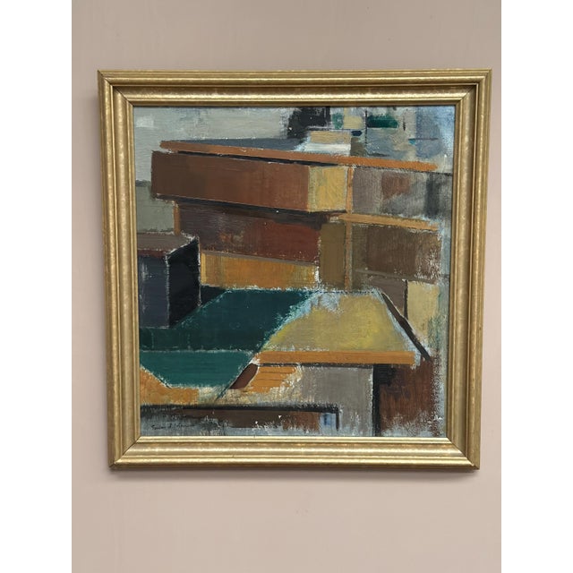 Gustav Adolf Johansson, Cubist Rooftops, 1950s, Oil on Canvas, Framed For Sale - Image 6 of 18