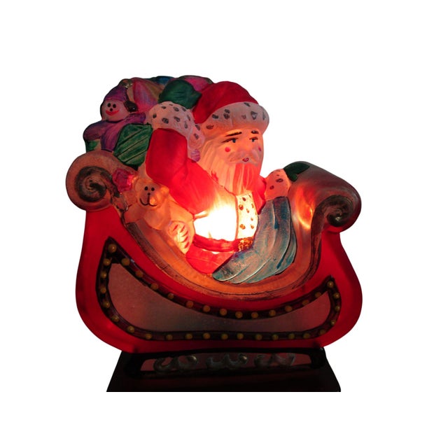 1990s Old World Christmas Santa in Sleigh Lamp 10th Anniversary Edition Hand Painted Retired For Sale - Image 12 of 12