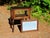 Wood Antique Solid Oak Vitrine Cabinet Serving Bar Tea Cart Trolley For Sale - Image 7 of 18