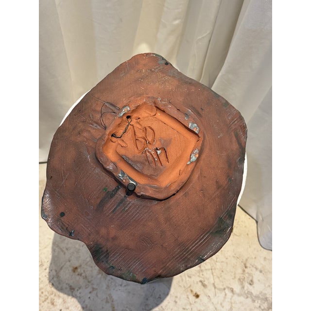 Mid 20th Century Handcrafted Ceramic Art Bowl With Green Glaze and Sculptural Organic Edge For Sale In Los Angeles - Image 6 of 6
