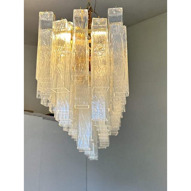 Transparent Luxury Italian Rectangular "Square ” Murano Glass Gold Chandelier by Simoeng For Sale - Image 8 of 8