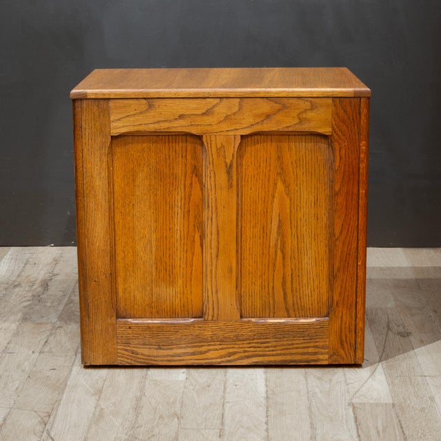Wood Vintage Oak File Cabinet For Sale - Image 7 of 10