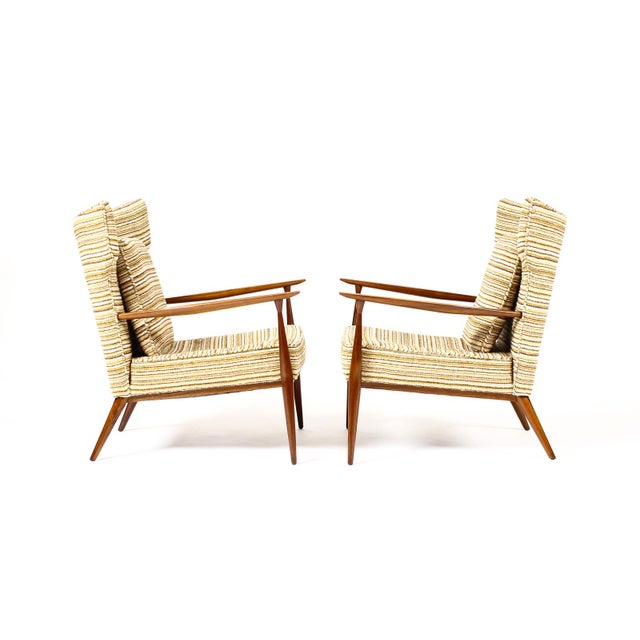 Wood 1960s Mid Century Wingback Lounge Chairs Attributed to Paul McCobb for Directional — Walnut Frames — Reupholstery Included For Sale - Image 7 of 16