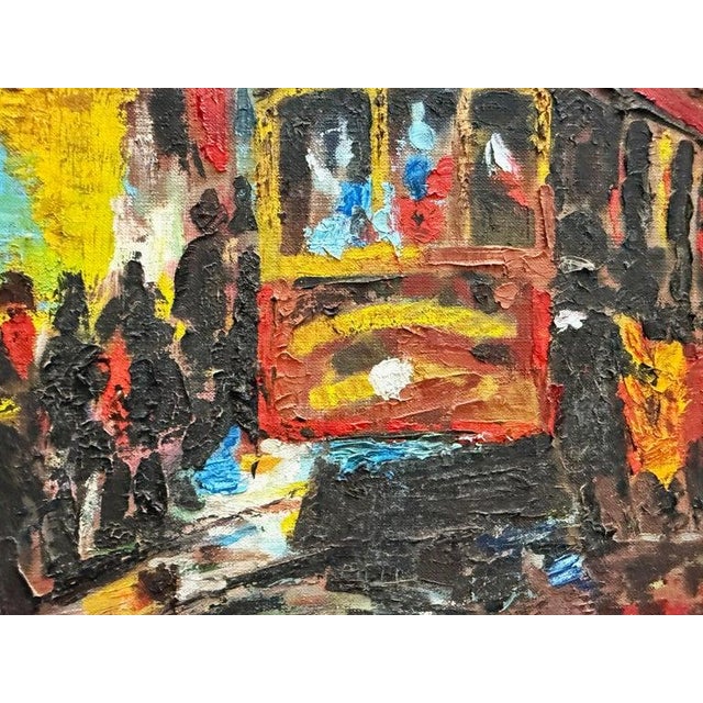 Abstract Lee Colber San Fransisco Street Car Oil Painting, Impasto Techniques For Sale - Image 4 of 10