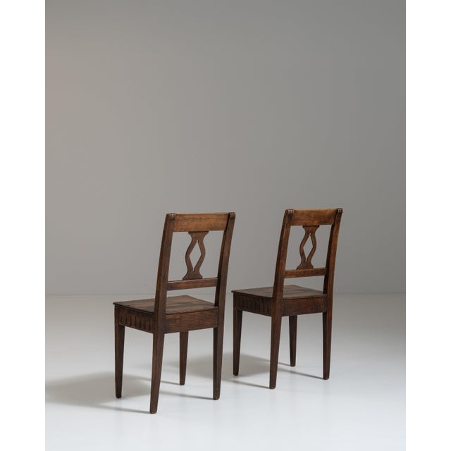 Pair of 19th Century French Chestnut Brown Carved Oak Chairs For Sale - Image 11 of 15