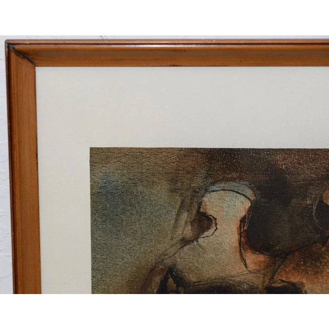 Mid 20th Century Mid Century Modern "Family Group" Mixed Media Painting C.1961 For Sale - Image 5 of 11