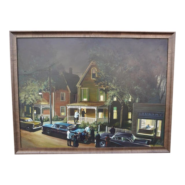 Mid 20th Century Richard Whorf - Wedding Night Send-Off - Small Town Summer Nocturne -Oil on Board For Sale