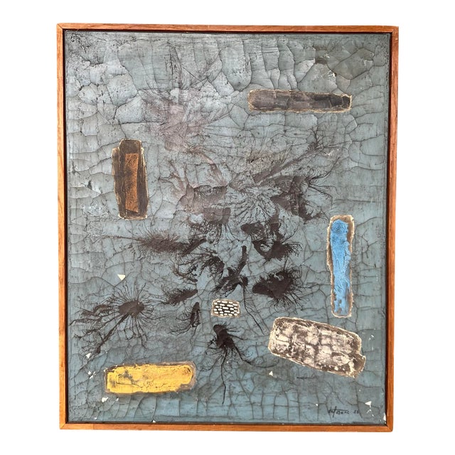 1956 Joseph (Jef) Banc Abstract Mixed Media Painting For Sale