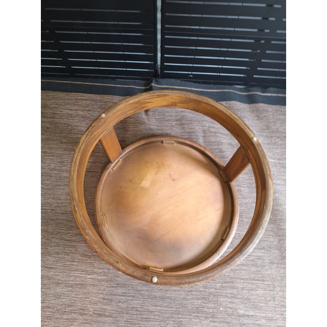 Vintage Post Modern Solid Oak Round End Table For Sale - Image 9 of 10