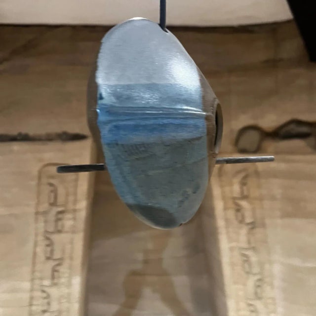 For your consideration, a modernist bird feeder ceramic art pottery, USA circa the 1960s. Art Pottery MCM. Blue tones....