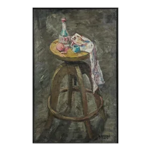 Anthony Ferrara (American, 1930-2012) - Still With Stool, Signed (1955, Oil on Canvas)/Lucian Freud