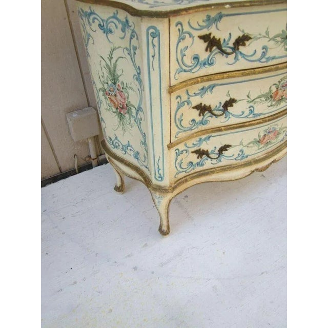 Vintage From 1950s Hand Painted Chest of Drawers 3 Drawer Serpentine Style For Sale - Image 9 of 12