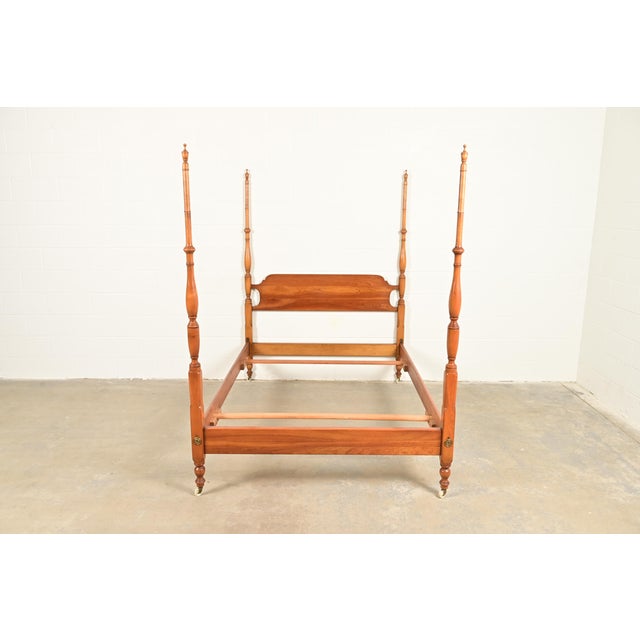 A gorgeous Federal or Georgian style four poster full size bed By L. & J. G. Stickley USA, 1957 Carved solid cherry wood,...