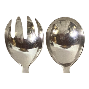 Vintage Georg Jensen Blossom Sterling Silver Serving Fork and Spoon Set, 1930's
