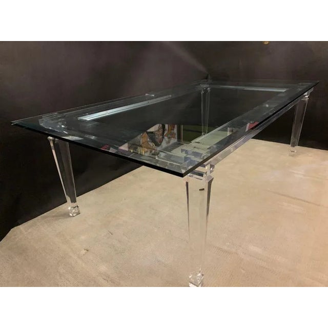 Hollywood Regency Modern Lucite Dining Table For Sale - Image 3 of 7