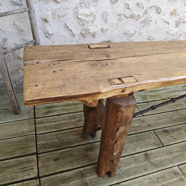 Wood Brutalist Workbench Console, 1890s For Sale - Image 7 of 18