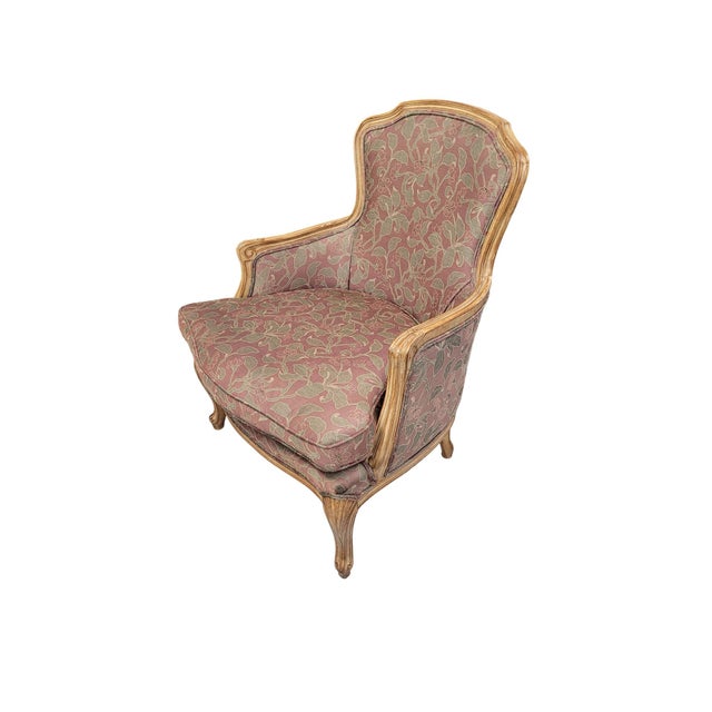 Vintage French Louis XV Style Carved Wood Bergère Accent Armchair For Sale In West Palm - Image 6 of 14