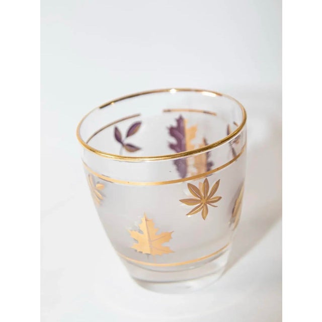 Gold Vintage Libbey Frosted & Golden Foliage Cocktail Glasses Set of 4 For Sale - Image 8 of 10