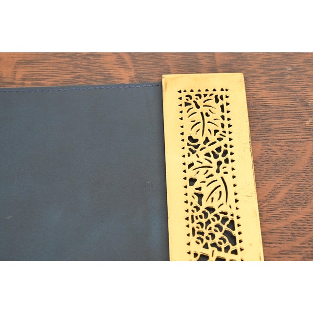 Metal Tiffany Studios New Grapevine Bronze Doré Blotter Ends With Leather Desk Blotter For Sale - Image 7 of 13