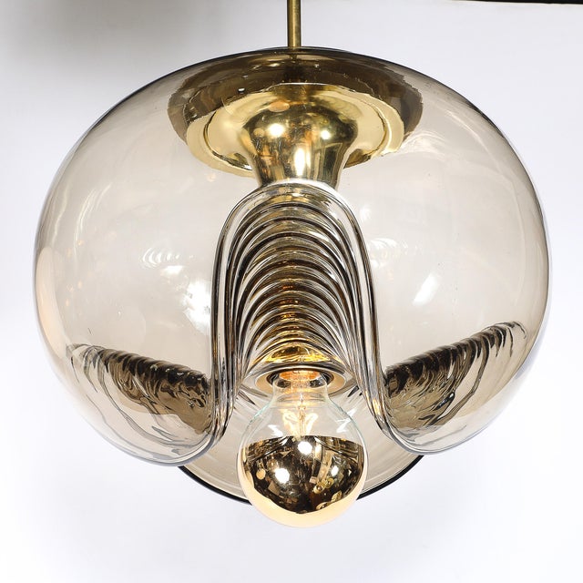 Mid-Century Smoked Glass Undulating Pendant Chandelier by Peill & Putzler For Sale - Image 10 of 14