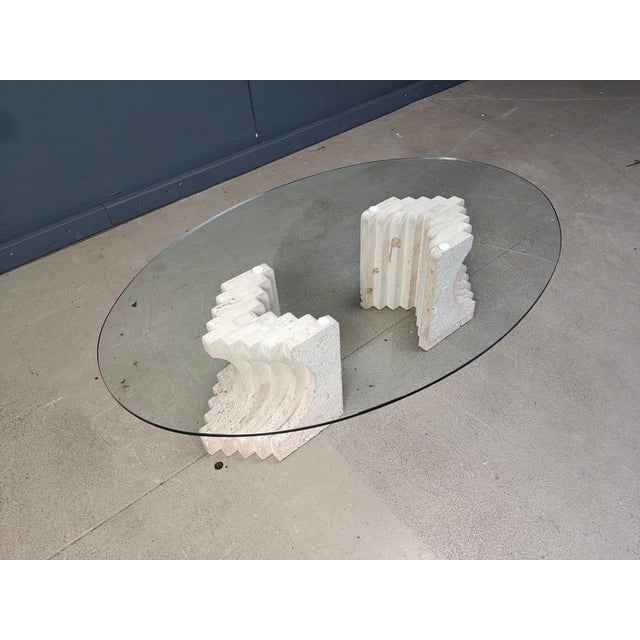 White Vintage Travertine Coffee Table, Italy, 1970s For Sale - Image 8 of 13