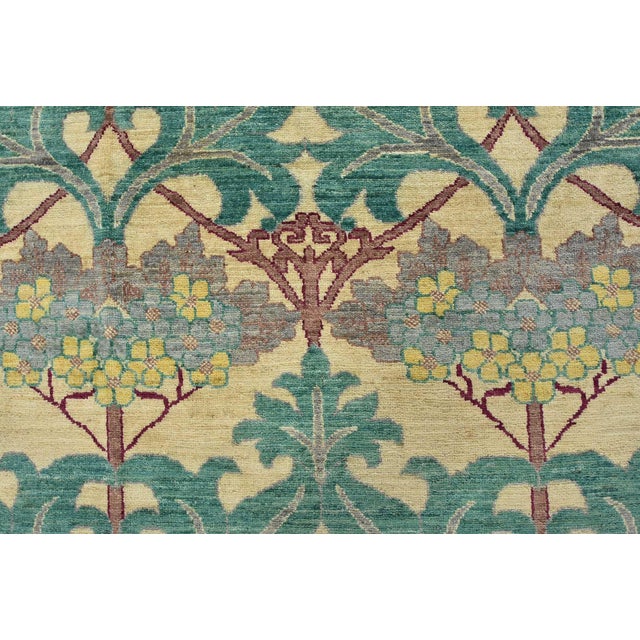 William Morris Rug 9’11” X 13’3” Beige Wool Hand-Knotted Oriental Carpet For Sale - Image 11 of 15